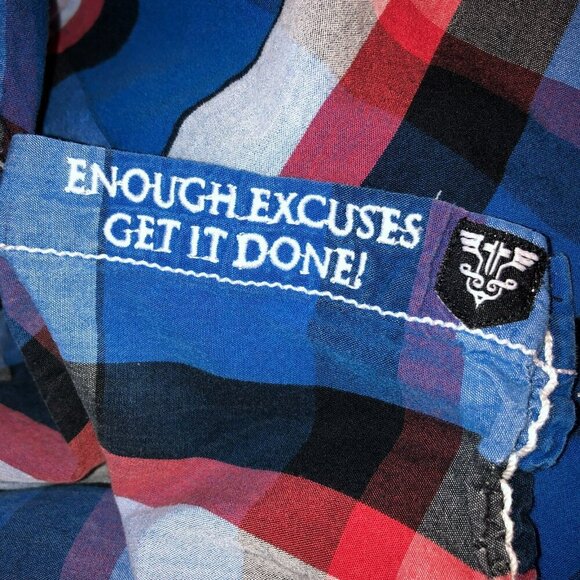 Roar Signature Mens Size XL Blue Plaid Ace Long Roll Tab Sleeve Button Up Shirt - Picture 10 of 13